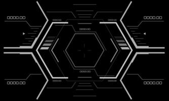 HUD sci-fi interface screen view white geometric on black design virtual reality futuristic technology creative display vector