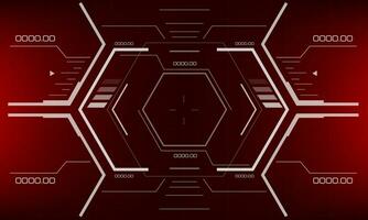 HUD sci-fi interface screen view white geometric on red design virtual reality futuristic technology creative display vector