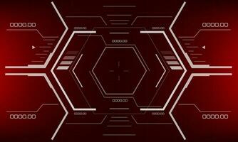 HUD sci-fi interface screen view white geometric on red design virtual reality futuristic technology creative display vector