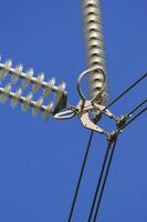 a close up of a power line with wires attached photo