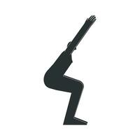 vector aislado ilustración con plano negro silueta de hembra personaje. juguetón mujer aprende yoga postura utkatasana. aptitud ejercicio - silla pose. minimalista diseño