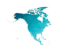 Vector modern illustration with simplified map of North and Cental America continent. Blue gradient colors, low poly triangular silhouettes, white background