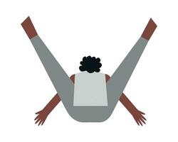 Vector isolated flat concept with african american female character. Sportive exercise - Turtle Pose. Strong woman learns posture - Kurmasana