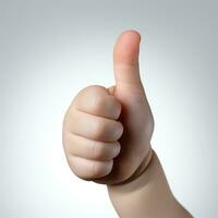 Baby hand thumbs up, Approval thumbs up like sign, caucasian child hand gesture, AI Generative photo