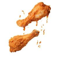 fried chicken drumsticks, crispy fried chicken pieces flying in the air AI Generative photo