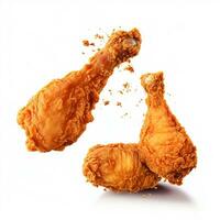 fried chicken drumsticks, crispy fried chicken pieces flying in the air AI Generative photo