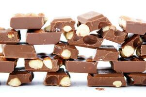 a bar of dark chocolate is shown on a white background photo