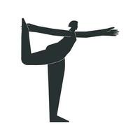 Vector isolated illustration with flat black silhouette of female person doing finess. Athletic woman learns yoga posture Viparita Karani. Sportive exercise - Legs Up the Wall Pose