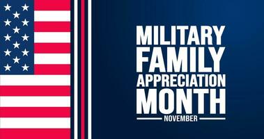 November is Military family appreciation month or Month of the Military Family background template. background, banner, placard, card, and poster design template with text inscription. vector