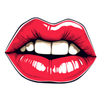 schön weiblich Lippen im rot Lippenstift Hand skizzieren Illustration, ai generativ png