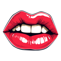 mooi vrouw lippen in rood lippenstift hand- schetsen illustratie, ai generatief png