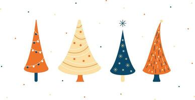 Christmas trees in different colors on a white background vector