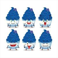 Cartoon character of ice cream blueberry cup with smile expression vector