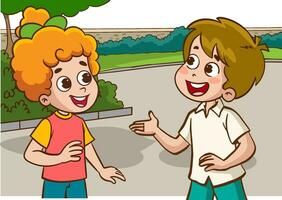 vector illustration of cute kids chatting
