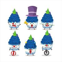 Cartoon character of ice cream blueberry cup with various circus shows vector