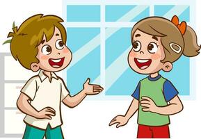 vector illustration of cute kids chatting