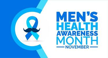 November is Men's Health Awareness Month background template. Holiday concept. background, banner, placard, card, and poster design template with text inscription and standard color. vector. vector