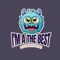 Blue Monster Proclaiming Victory in Tournament vector