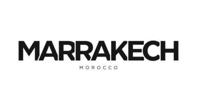 marrakech en el Marruecos emblema. el diseño caracteristicas un geométrico estilo, vector ilustración con negrita tipografía en un moderno fuente. el gráfico eslogan letras.