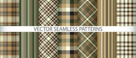 Set plaid textile check. Tartan pattern seamless. Vector fabric texture background.