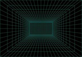 Inside of virtual reality. Interior perspective grid. Wireframe of digital data. Vector