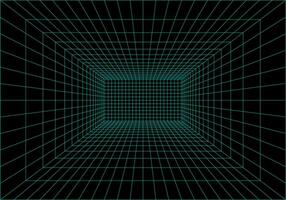 Inside of virtual reality. Interior perspective grid. Wireframe of digital data. Vector