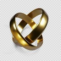 Pareja de dorado anillos anillo símbolo de boda. vector aislado