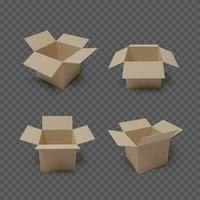 conjunto de cajas aislado. realista colección de abierto paquete. vector