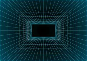 Virtual reality building inside structure. Perspective grid of empty studio. Matrix data visualization. Vector