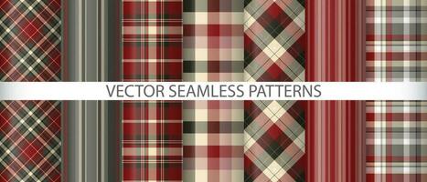 Set fabric check tartan. Background vector pattern. Textile seamless plaid texture.