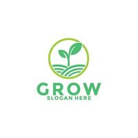 Green Seed logo type vector, Grow logo design template vector