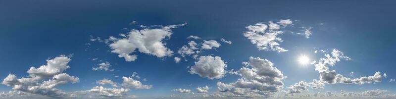 seamless cloudy blue skydome 360 hdri panorama view with awesome clouds with zenith for use in 3d graphics or game as sky dome or edit drone shot photo