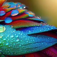 A mesmerizing macro view of colorful bird feathers in all their splendor ,AI Generated photo