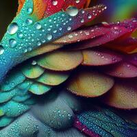 Vibrant hues blend harmoniously, creating a stunning array of colors in these feathers ,AI Generated photo