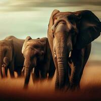 A group of elephants congregates, forming a breathtaking sight ,AI Generated photo