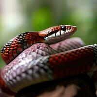 Resembling a venomous coral snake, the Sinoloan Milk Snake showcases its mimicry skills ,AI Generated photo