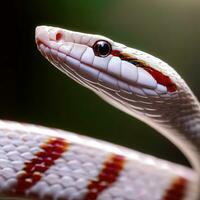 un rojo Leche serpiente exhibiciones sus seductor encanto en esta de cerca Disparo ,ai generado foto