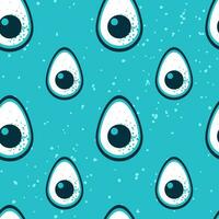 Seamless pattern with fresh avocado. isolated tile on background. Trendy vector design for summer fashion textile prints and backgrounds. Vegetarian and healthy food. Cartoon flat style.