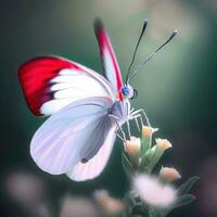 The graceful flight of the butterfly adds enchantment to the wildflower's beauty ,AI Generated photo