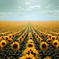 girasol campo campo de girasoles, flores y cielo verano ,ai generado foto