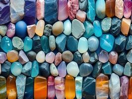 Colorful crystal bars on a black background. Geology concept. ai generation photo