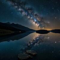 Milky Way Illuminates the Majestic Mountain Landscape ,AI Generated photo