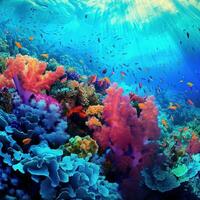 great barrier reef, under water world fish under sea grass coral reefs colorful coral ,AI Generated photo