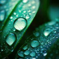 Leaves come alive with a mesmerizing display of morning dew in macro ,AI Generated photo