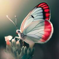 The butterfly and wildflower create a harmonious scene in nature's symphony ,AI Generated photo