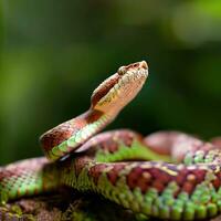 The pit viper showcases its elegant and mesmerizing appearance ,AI Generated photo