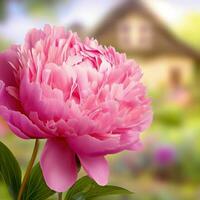 A close-up of a Chinese peony captures the exquisite details of its delicate petals ,AI Generated photo