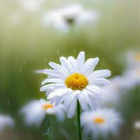 The common daisy thrives in the rain, a symbol of strength and renewal ,AI Generated photo