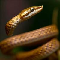 The Brown Vinesnake blends effortlessly with its surroundings, a hidden predato ,AI Generated photo