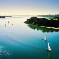 yate en mar día festivo, mar escena verano paisaje ,ai generado foto